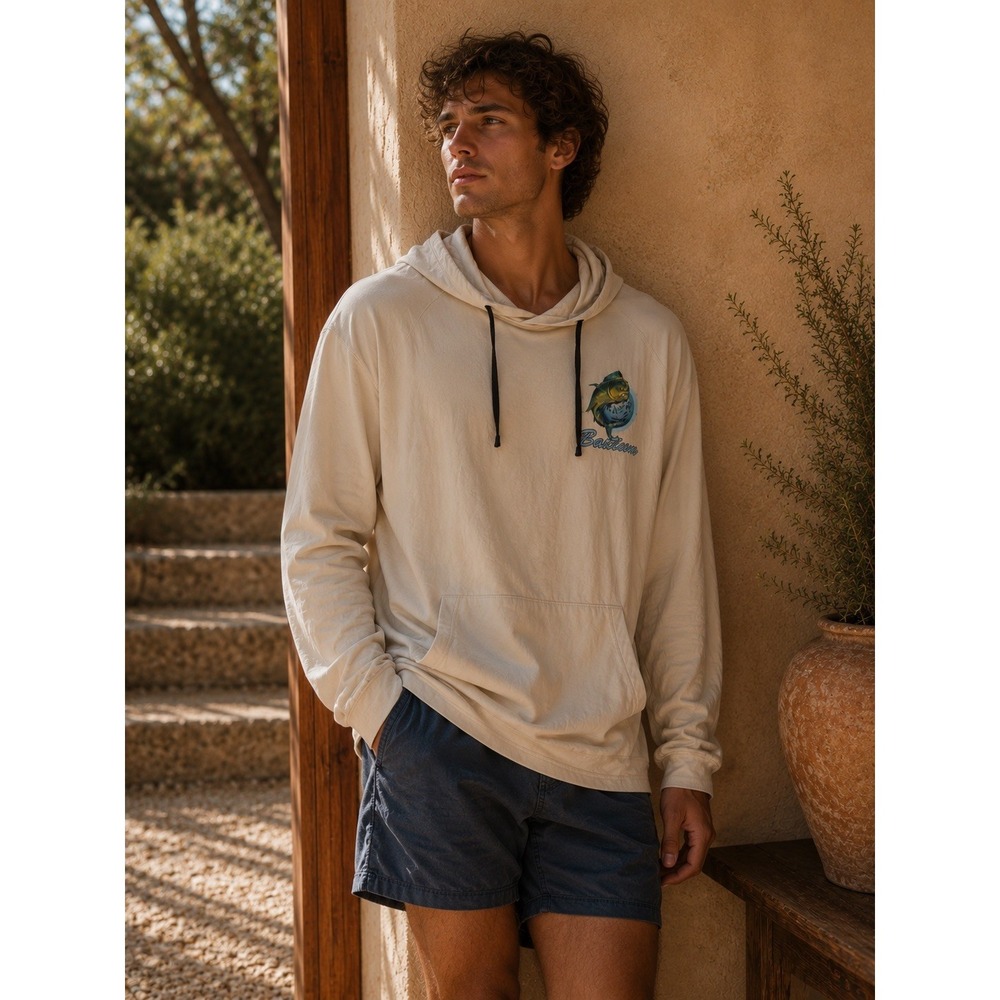 Baitium Elite Performance Fishing Hoodie Mens Large Mahi Mahi Graphic Sun Shirt
